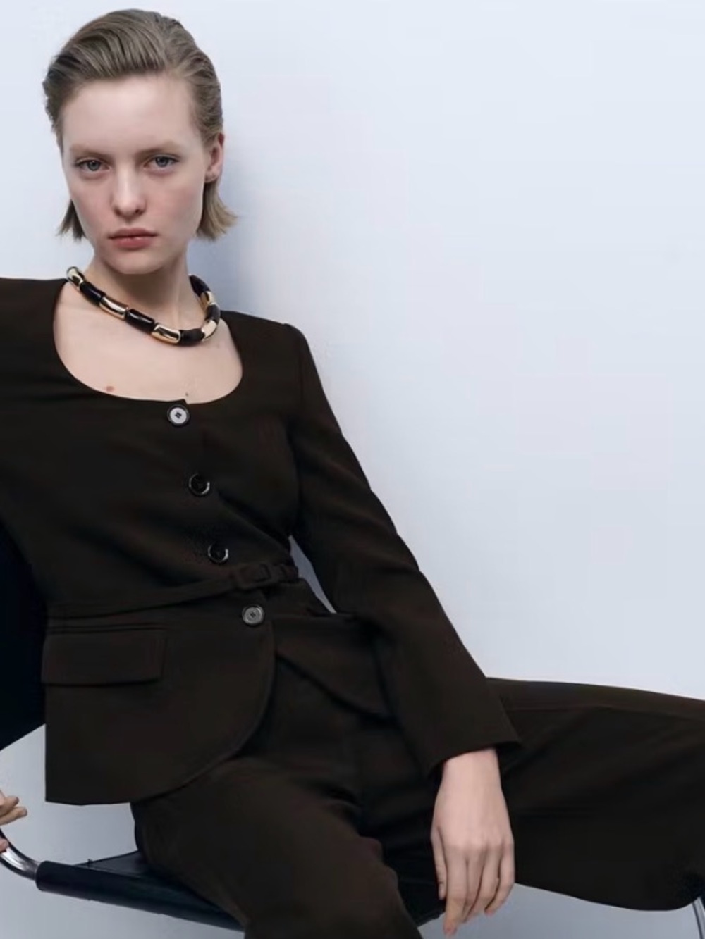NWT Mango MNG S Suit Jacket Brown